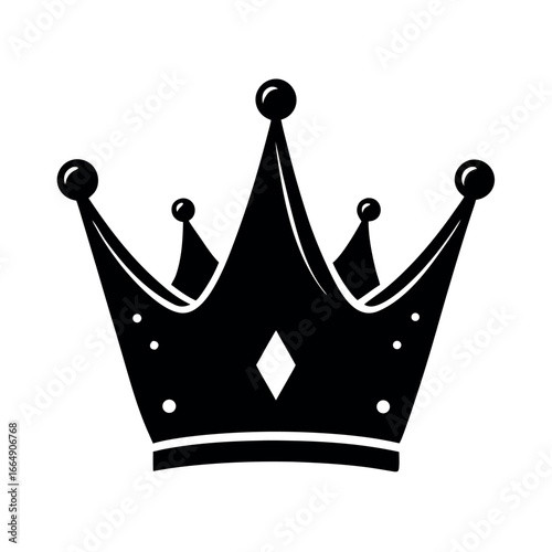 Elegant Black Crown Illustration Symbol of Royalty and Authority Isolated on White Background for Graphic Design Projects