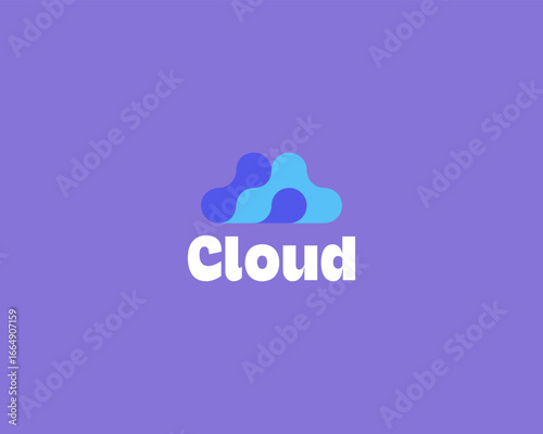 Abstract cloud logo. Universal weather forecast sign. Download data vector sign.