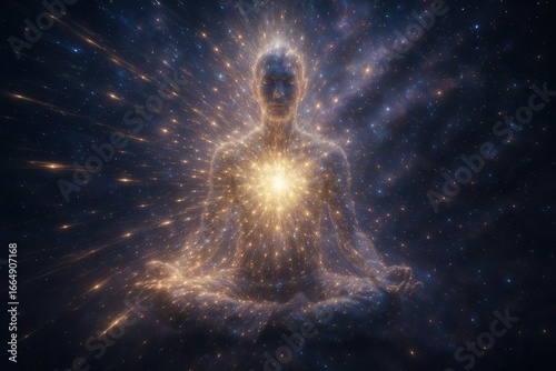 A luminous human silhouette