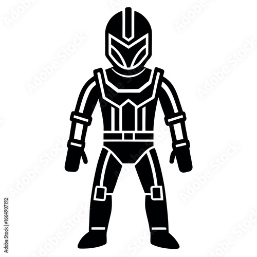 Futuristic Space Soldier in Black Silhouette Ready for Intergalactic Adventures and Cosmic Exploration in a Stylized Design