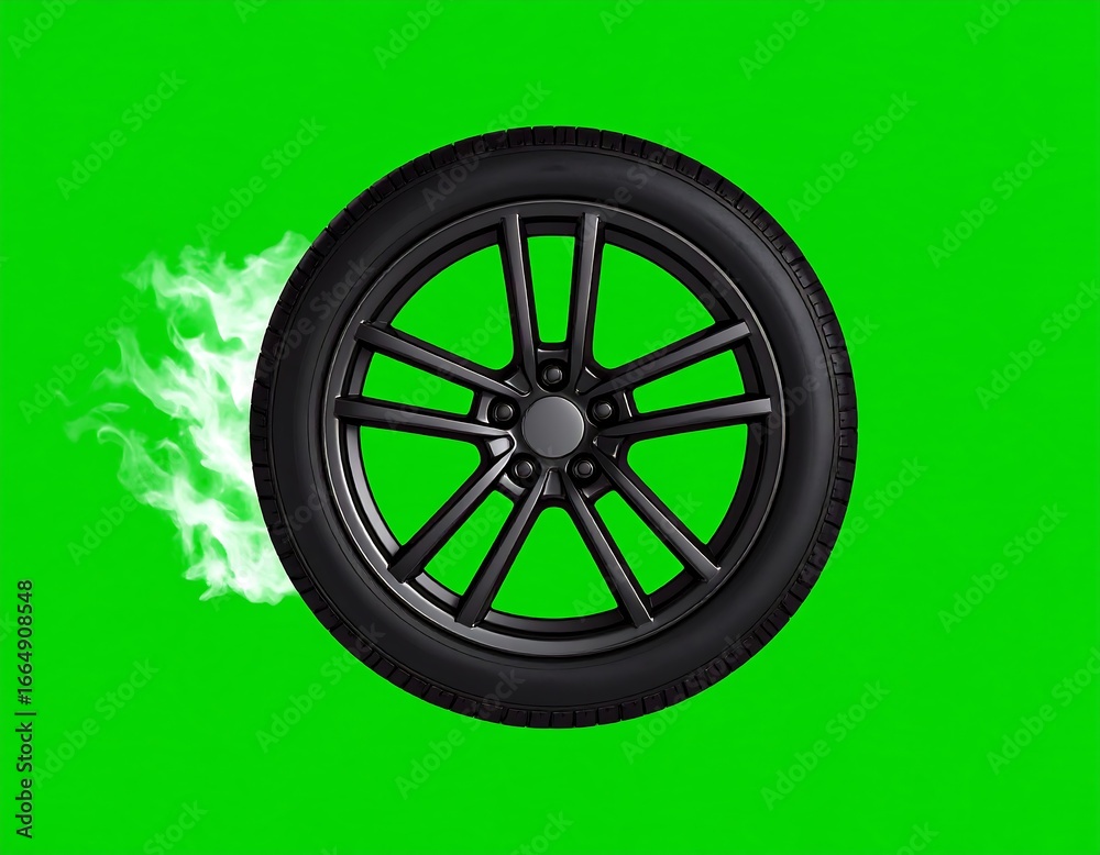 Obraz premium Burning Tire Green Screen.