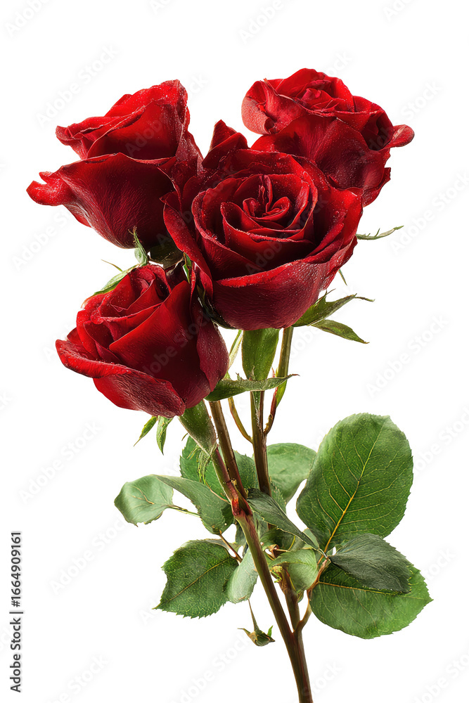 Close-up of a cluster of deep red roses with green leaves Close-up of a cluster of deep red roses with green leaves