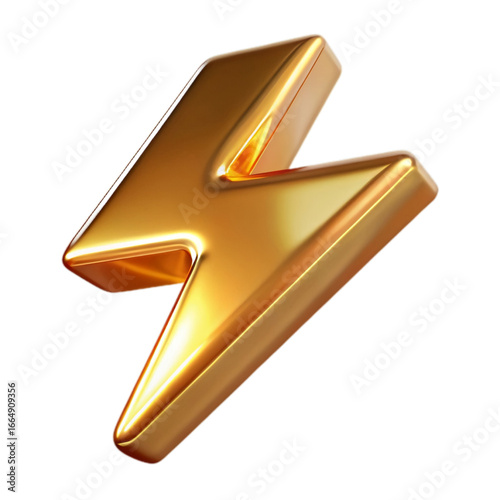 Golden Lightning Bolt Icon Symbol