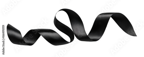 A swirled, glossy black ribbon