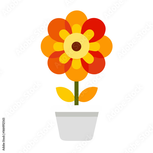 yellow flower on white background, flower in a pot, orange flower in a pot, yellow flower in a pot, yellow flower in a vase