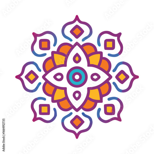 Creative Diwali rangoli vector illustration, Diwali decorative rangoli illustration, Mandala design illustration