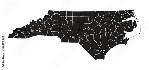 North Carolina Map Black USA Per Area