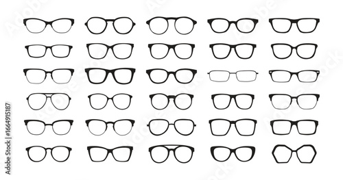 Black Glasses Rim Collection Vector Illustration