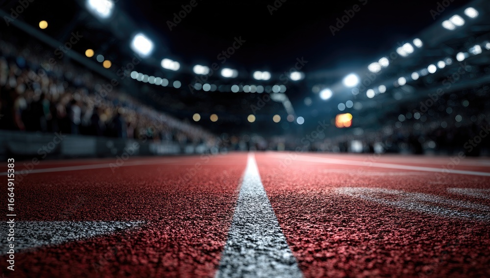 Fototapeta premium Night stadium track, crowd, lights