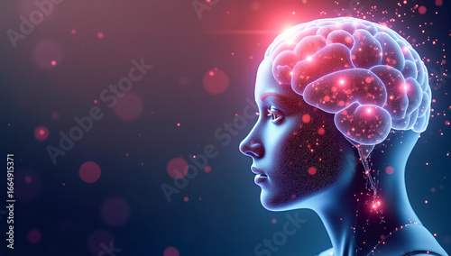 a hologram of a human face brain artificial intelligence