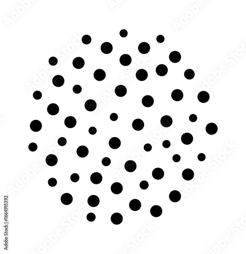 Abstract black circle pattern with varying sized dots creating a visually striking design.