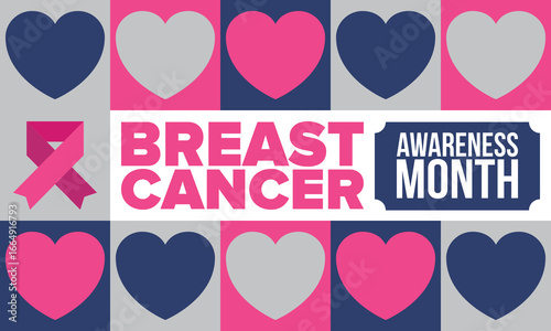 Breast Cancer Awareness Month. Pink october. Pink ribbon. Woman healthcare. Celebrate annual. Medic concept. Girl solidarity. Cancer prevention. Female disease. Poster, banner and background. Vector