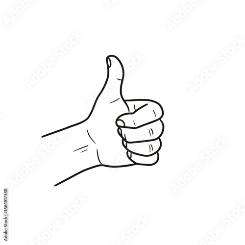 Simple graphic representation of a human hand making a positive and affirming thumb-up sign