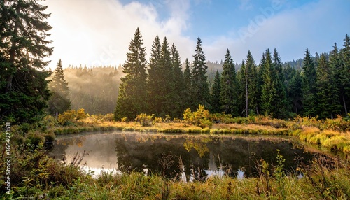 Early Morning Sunrise Meditation Retreat: Peaceful Forest Pond Reflection