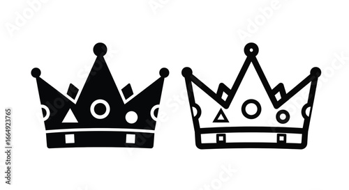 Crown Solid and Outline with Geometric Pattern Silhouette