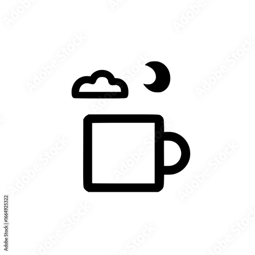 Icon vector of mug with moon and cloud symbol for evening drink calmness or night routine