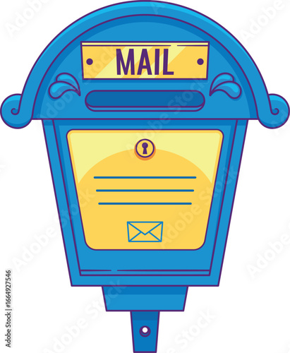 Blue British postal letterbox vector illustration