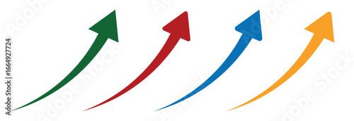 Curved upward arrow infographic element symbol pack vibrant gradient