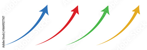 Rising curve arrow design flat style colorful upward pointing icons