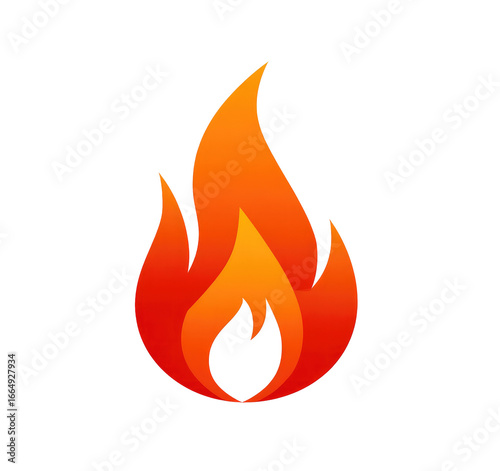 Simple graphic of a stylized flame.  Orange and red flame icon on black background.  Basic, cartoonish depiction of fire