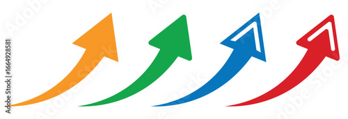 Curved arrow growth chart direction upward infographic icon collection