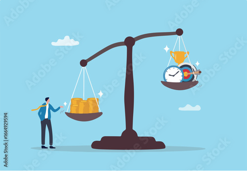 Cost efficiency, success money management for best outcome, control expense, budget to optimize project achievement concept, businessman control money cost efficiency for time and success target. 