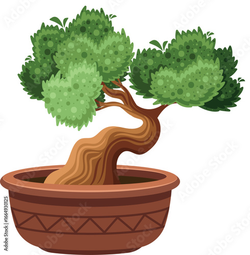 Bonsai tree growing in pot