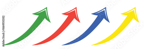 Color set upward curve arrow infographic design vector illustration