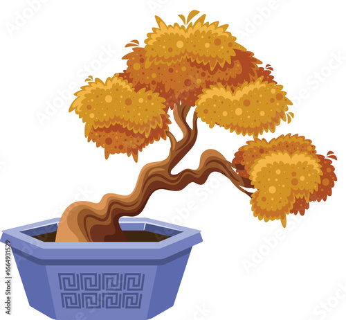 Bonsai tree with yellow treetop