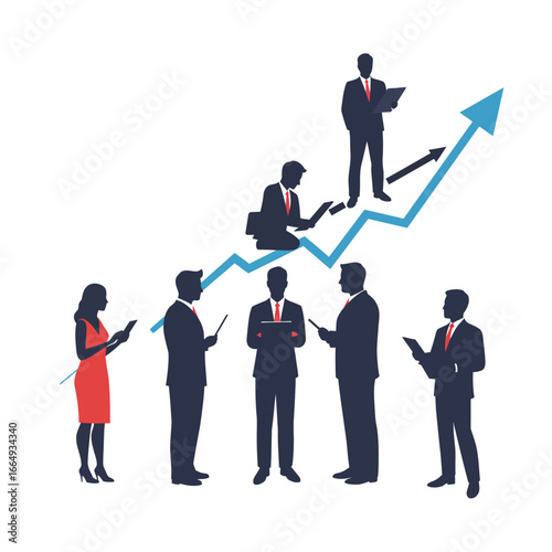 A dedicated team of business professionals collaborates strategically, driving significant growth and achieving collective success through innovative planning and effort.