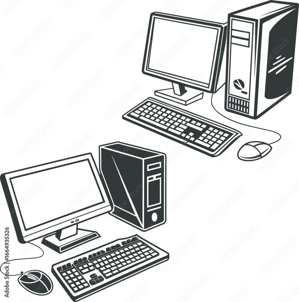 Fototapeta premium Desktop Computer Silhouette Vector – Minimal Flat Design