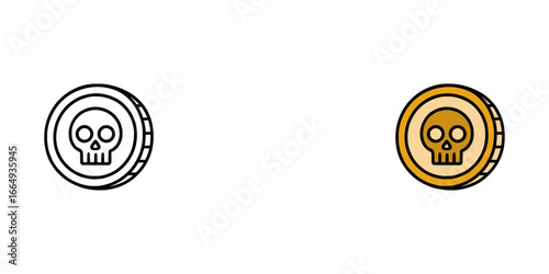 skull coin icon symbolizing financial danger, risk, or gaming themes. A striking visual for concepts of loss, debt, or cautionary tales.