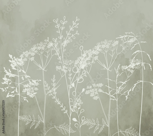 vintage background with white flowers minimal color