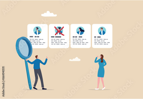 Redundant job, layoff staff or reduce head count, fired employee or worker, losing job from economic recession, dismiss or picking redundant staff concept, businessman HR choose redundancy employee. 