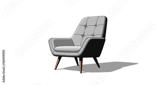 Stylish upholstered accent chair with tapered wooden legs perfect for modern living spaces and comfortable seating