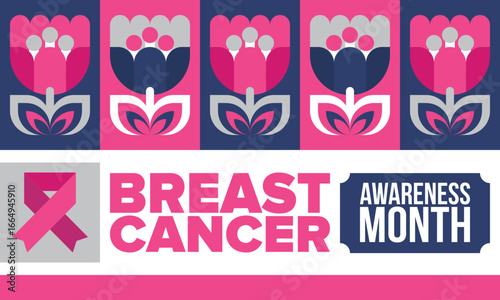 Breast Cancer Awareness Month. Pink october. Pink ribbon. Woman healthcare. Celebrate annual. Medic concept. Girl solidarity. Cancer prevention. Female disease. Poster, banner and background. Vector