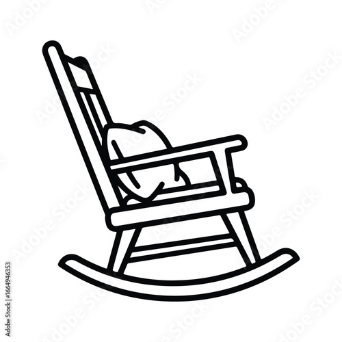 Black outline illustration of a rocking chair with a cushion furniture