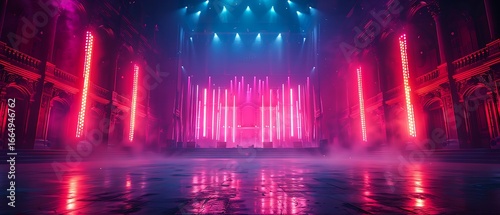 Abstract neon design futuristic glowing corridor high resolution picture