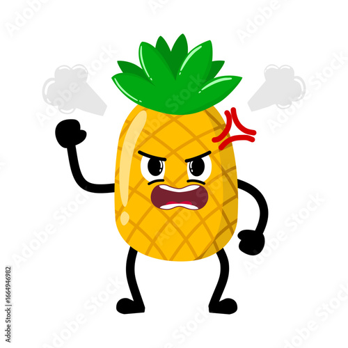 Cute Hand Drawn Furious Mad Pineapple