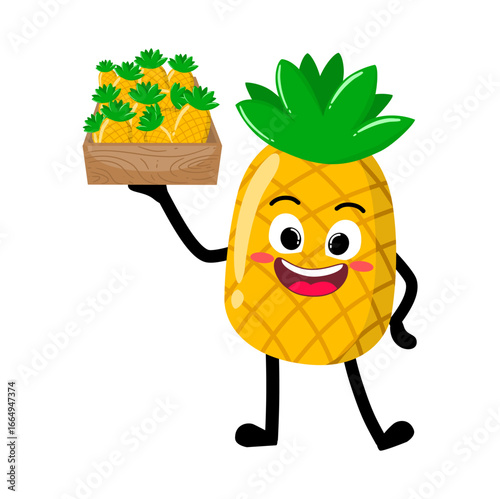 Cute Hand Drawn Pineapple Selling Fruit