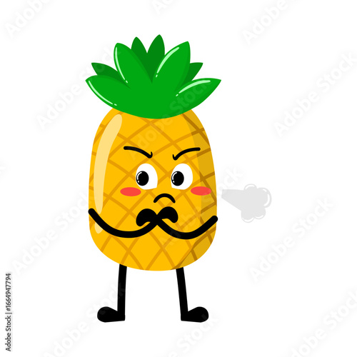Cute Hand Drawn Annoyed Grumpy Pineapple