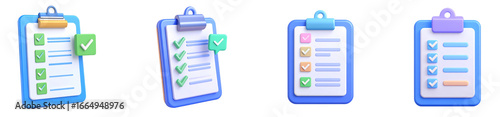 3D checklist clipboard document paper and checkmark icon colorful and modern represent organization productivity and task management suitable for business or office concepts
