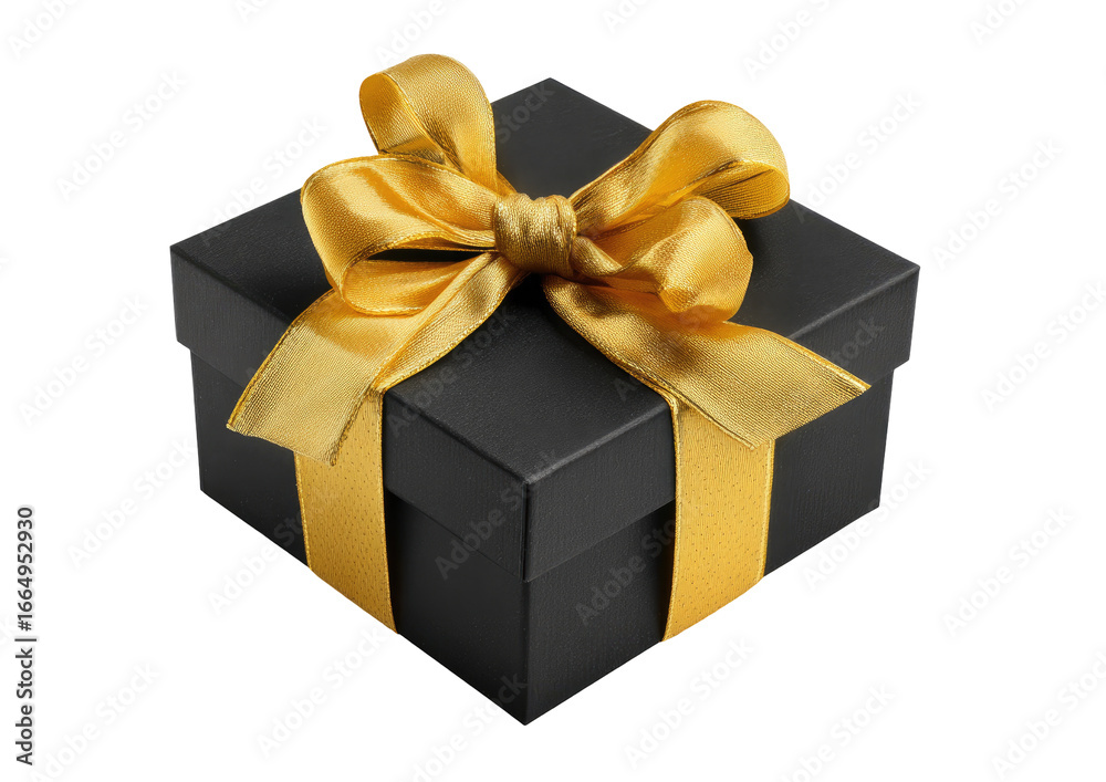Obraz premium Dark gift box with gold ribbon