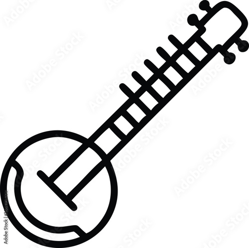 Elegant Indian sitar vector illustration musical instrument 