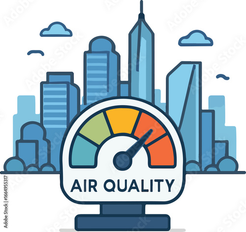 AI smart city pollution gauge Illustration