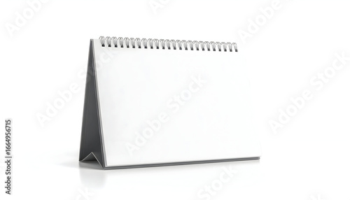 Blank White Spiral Desk Calendar Mockup on a Clean Reflective Surface