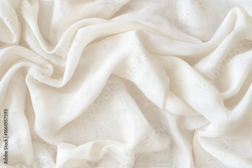 White linen fabric with soft folds — minimal neutral textile background