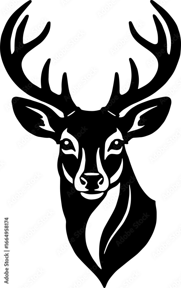 Naklejka premium Deer Silhouette Symbol in Clean Minimal Style