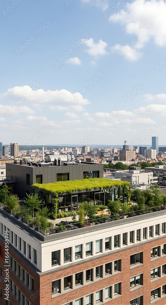 Obraz premium Rooftop Garden Oasis in Urban Cityscape of Milan.