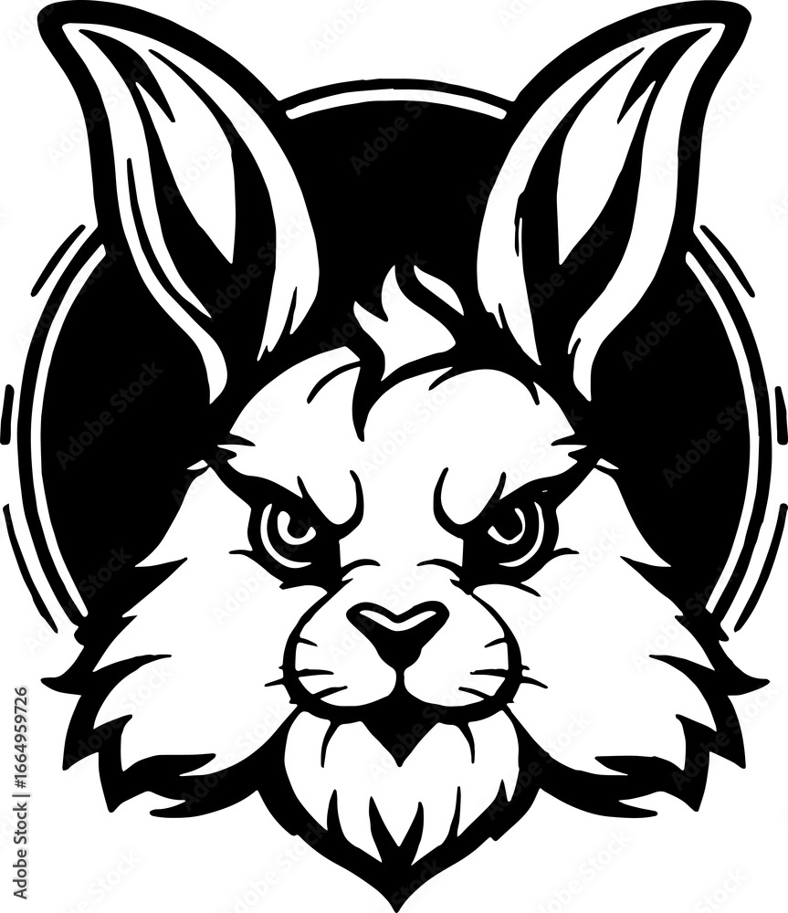 Obraz premium Minimalist Rabbit Head Icon for Wildlife and Nature Branding
